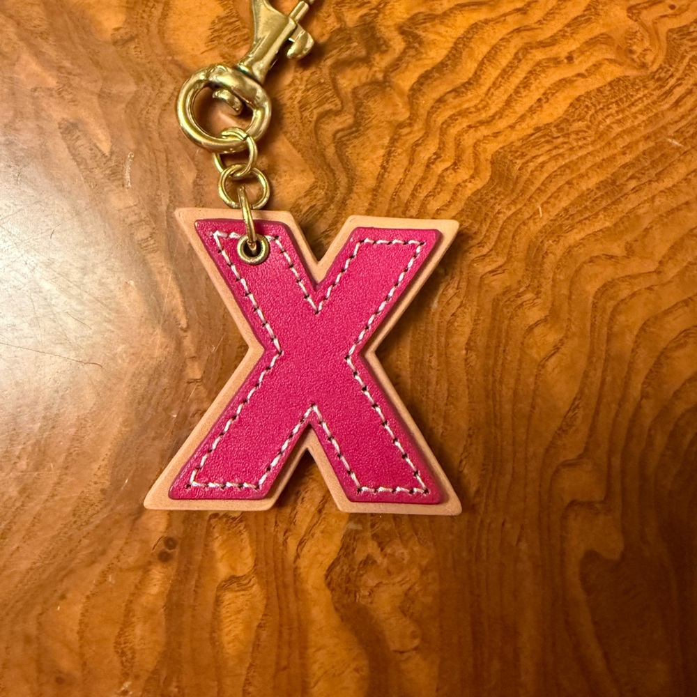 Pink X Keychain with Gold Hardware